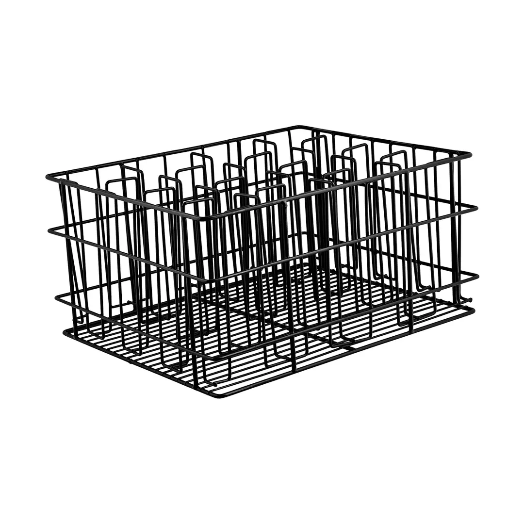 Trenton Compartment Glass Basket 355x430x215mm Black PVC Coated 30916