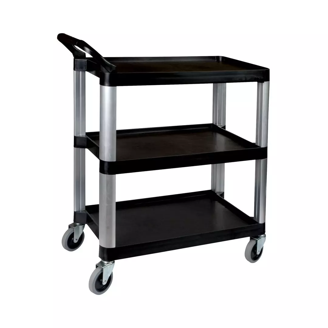 CaterRax Black Plastic Utility Trolley 3 Shelf 380x800x880mm