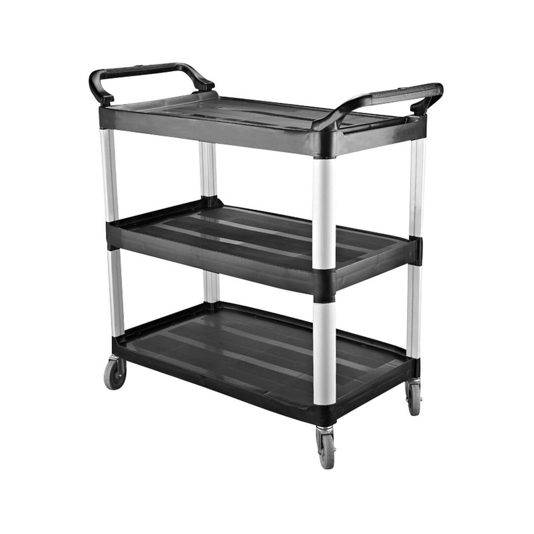 CaterRax Black Plastic Utility Trolley 3 Shelf 500x1020x960mm