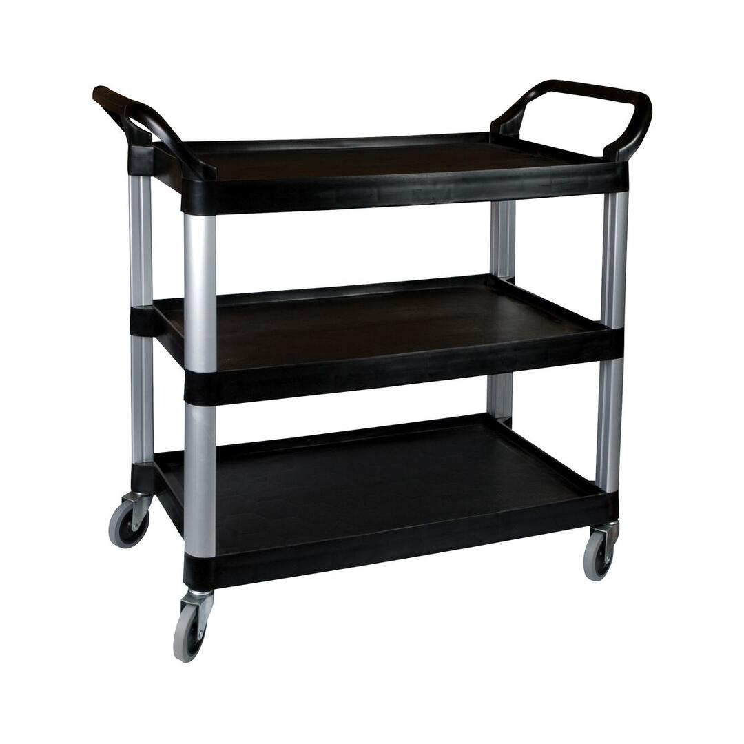 CaterRax Black Plastic Utility Trolley 3 Shelf 480x1060x1000mm