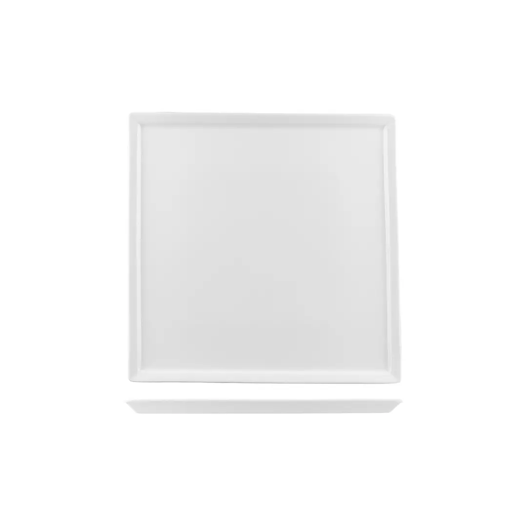 Australian Fine China Bistro Cafe & Tableware Square Plate Narrow Rim White B0121