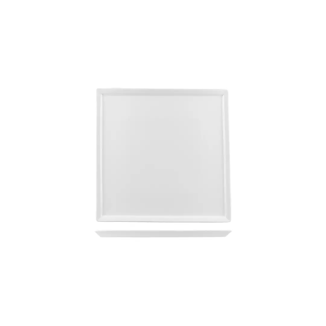 Australian Fine China Bistro Cafe & Tableware Square Plate Narrow Rim White B0181
