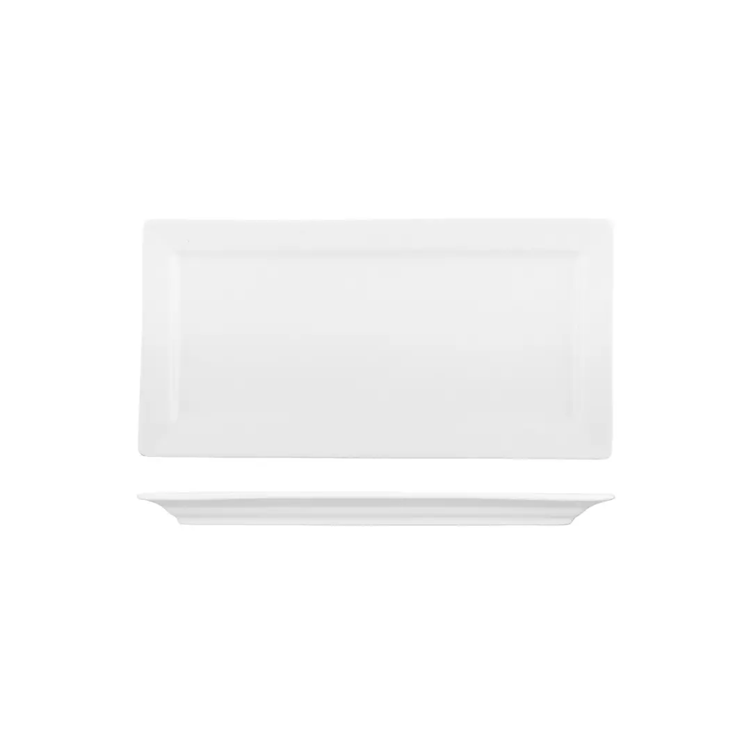 Australian Fine China Bistro Cafe & Tableware Rectangular Platter Wide Rim White B9126