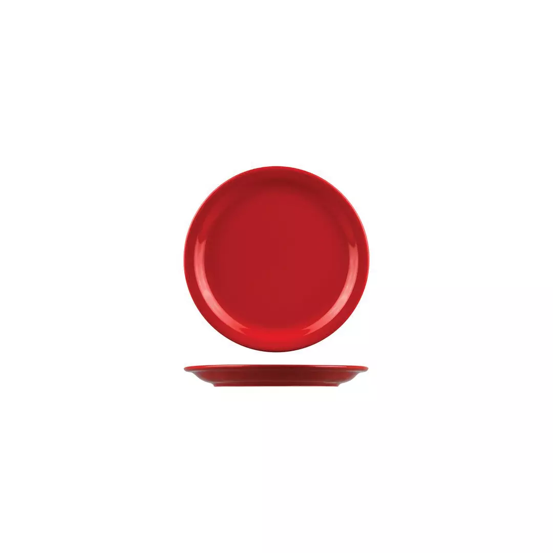 Australian Fine China Flinders Collection Healthcare Savoy Round Plate Narrow Rim Red 205mm