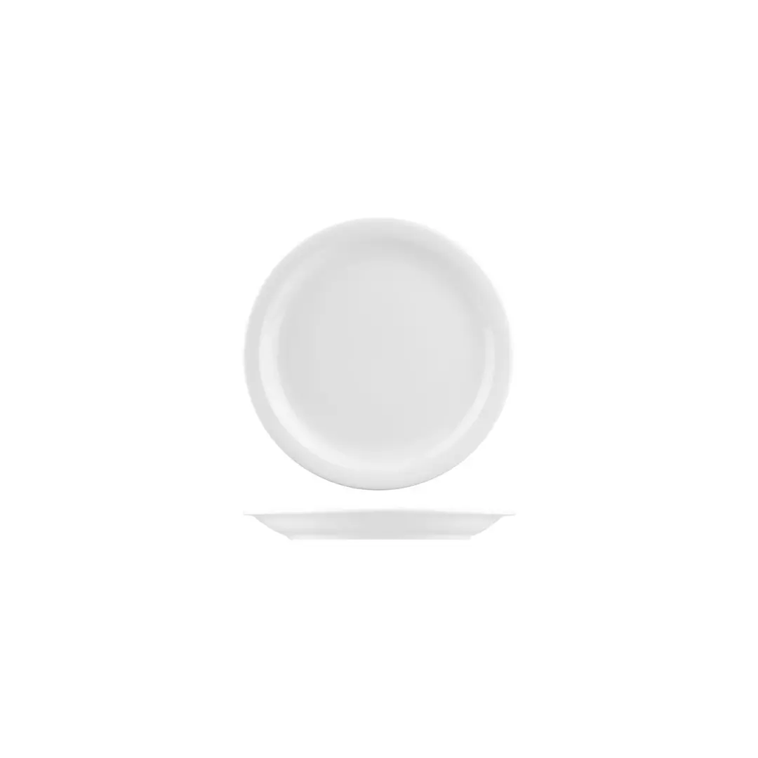 Australian Fine China Flinders Collection Healthcare Savoy Round Plate Narrow Rim White 205mm