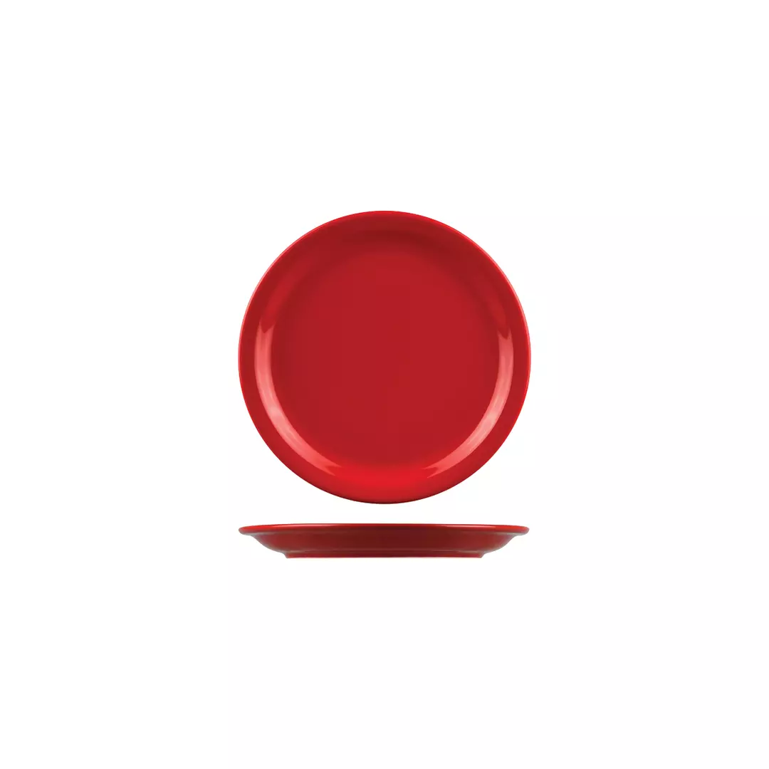 Australian Fine China Flinders Collection Healthcare Savoy Round Plate Narrow Rim Red 230mm