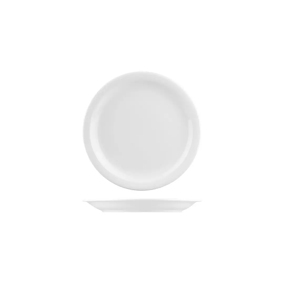 Australian Fine China Flinders Collection Healthcare Savoy Round Plate Narrow Rim White 250mm