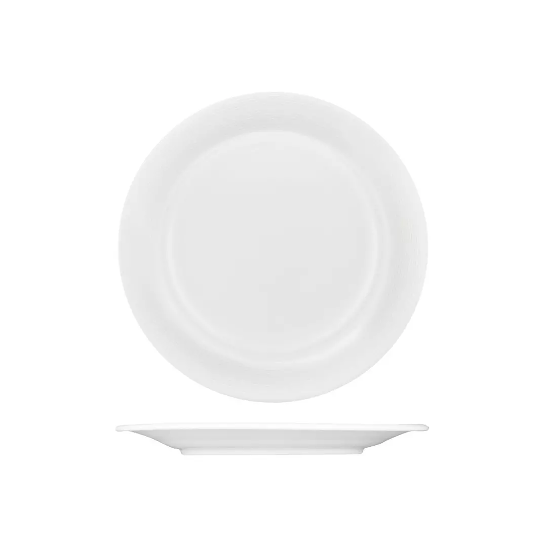 Australian Fine China Round Plate - Embossed Wide Rim 260mm