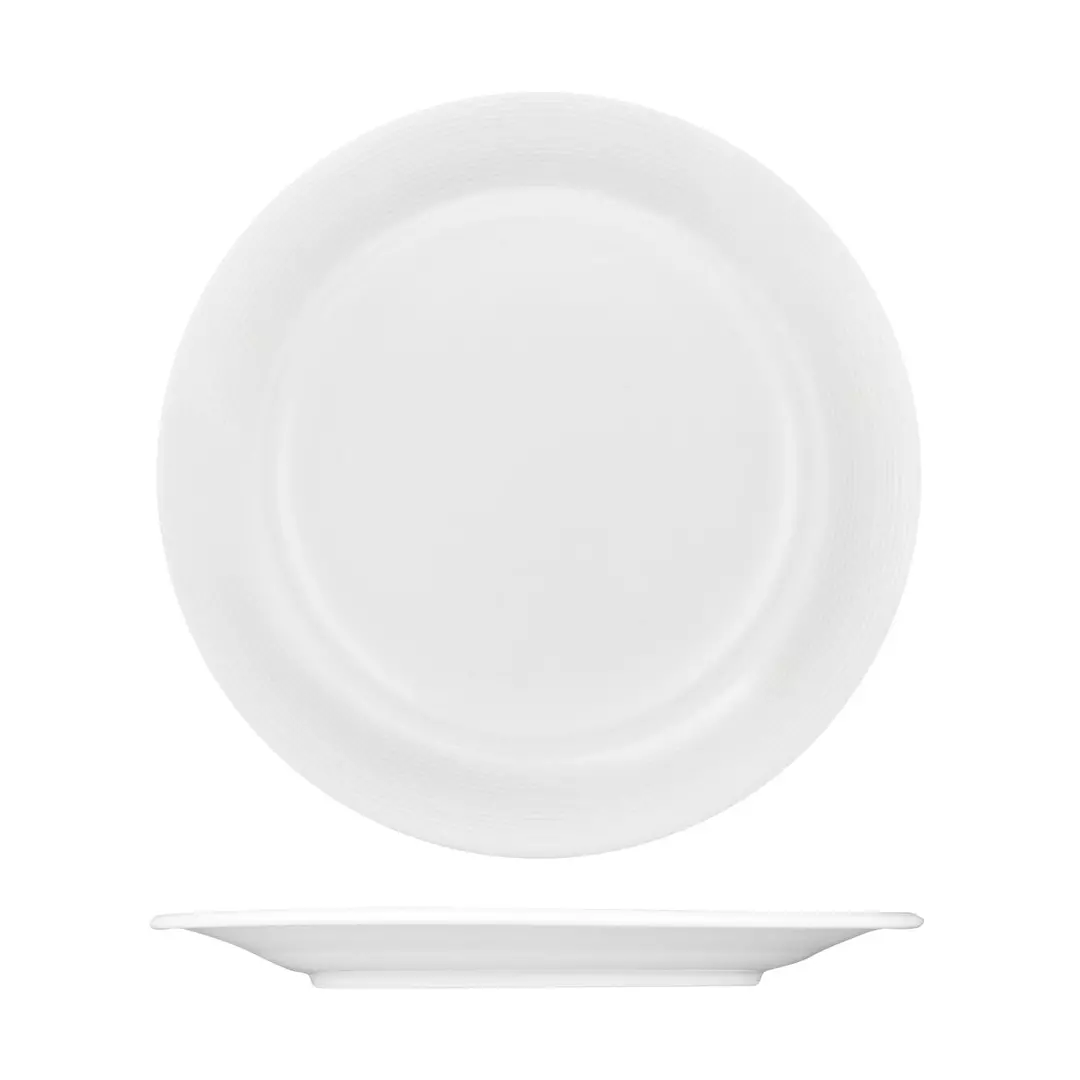 Australian Fine China Round Plate - Embossed Wide Rim 305mm