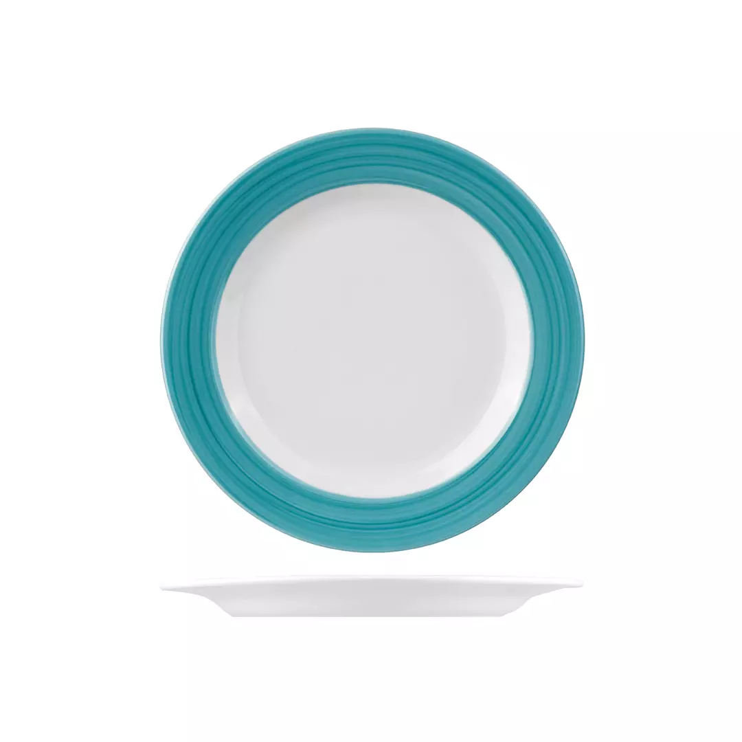 Australian Fine China Studio Aqua Foam Blue Round Plate Wide Rim 230mm