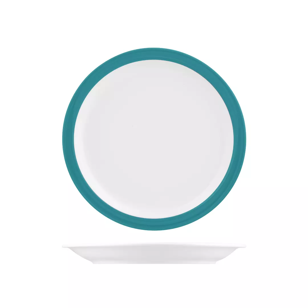 Australian Fine China Studio Aqua Foam Blue Savoy Round Plate Narrow Rim 230mm