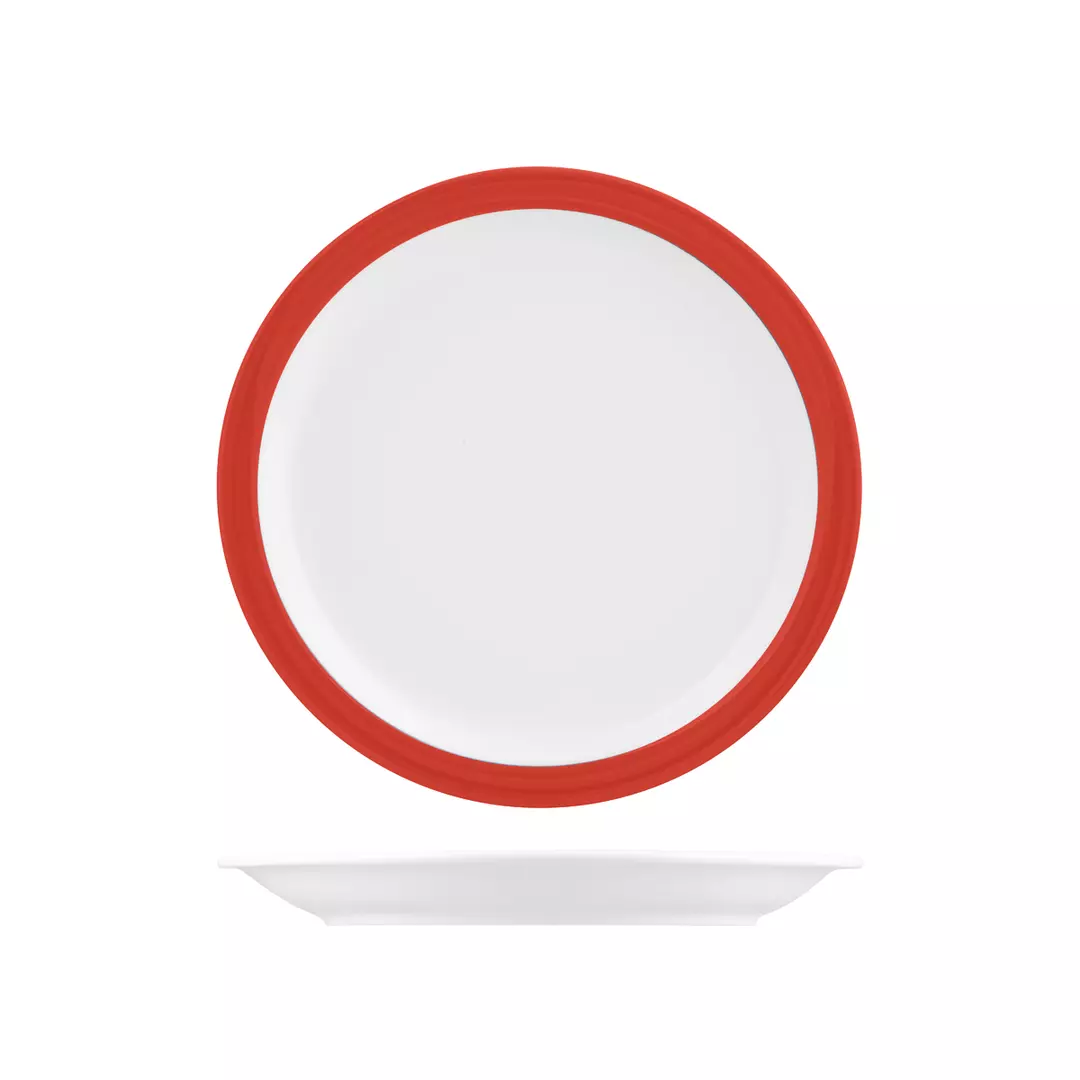 Australian Fine China Studio Hot Chilli Red Savoy Round Plate Narrow Rim 225mm