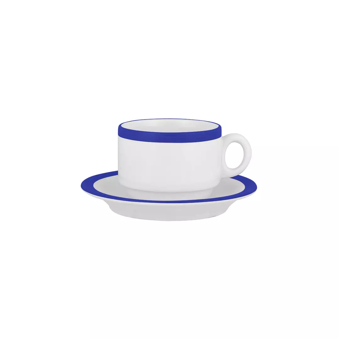 Australian Fine China Stackable Tea Cup With Open Handle 220ml Leschenaultia Blue