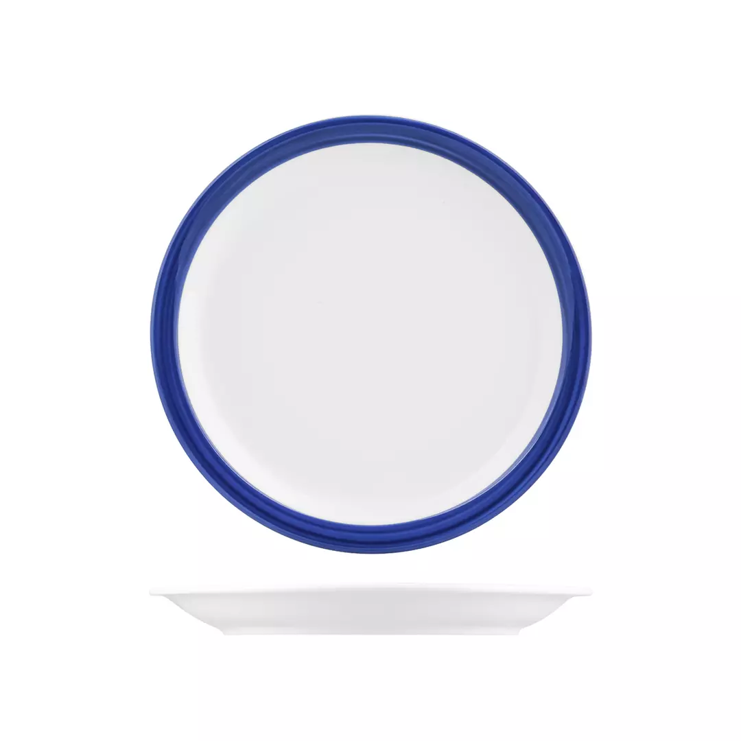 Australian Fine China Studio Leschenaultia Blue Savoy Round Plate Narrow Rim 230mm