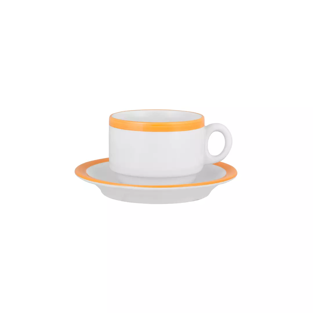 Australian Fine China Stackable Tea Cup With Open Handle 220ml Sandgroper Yellow