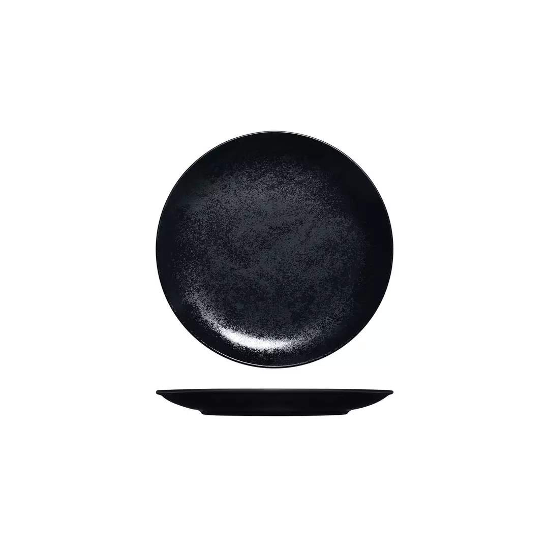 RAK Porcelain Karbon Black Round Coupe Plate 180mm
