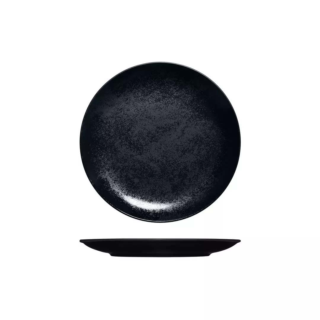 RAK Porcelain Karbon Black Round Coupe Plate 210mm