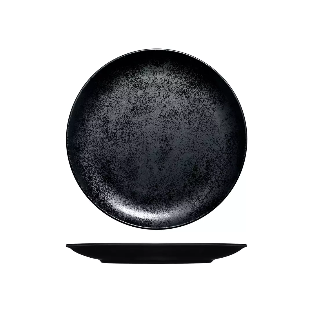 RAK Porcelain Karbon Black Round Coupe Plate 240mm