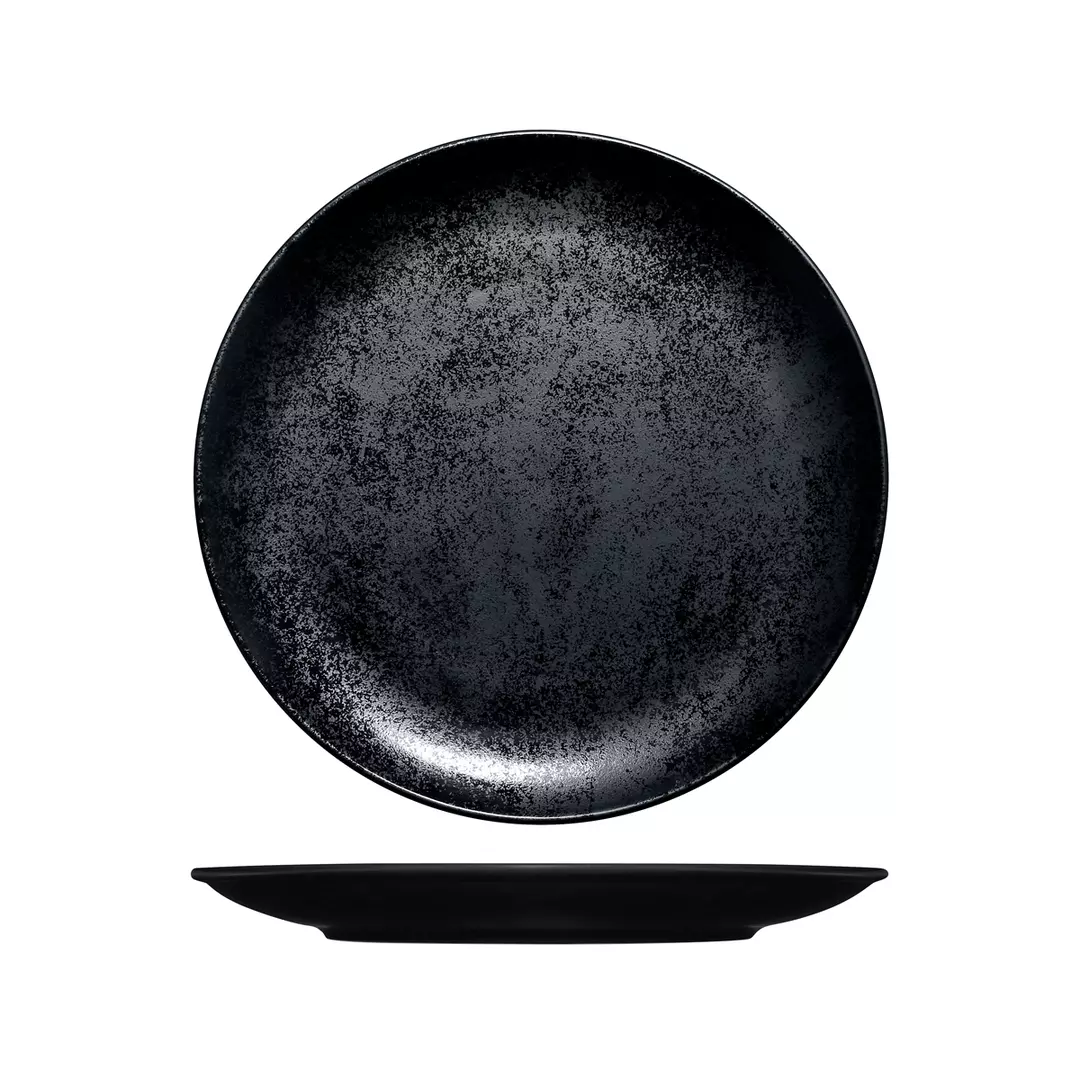 RAK Porcelain Karbon Black Round Coupe Plate 270mm