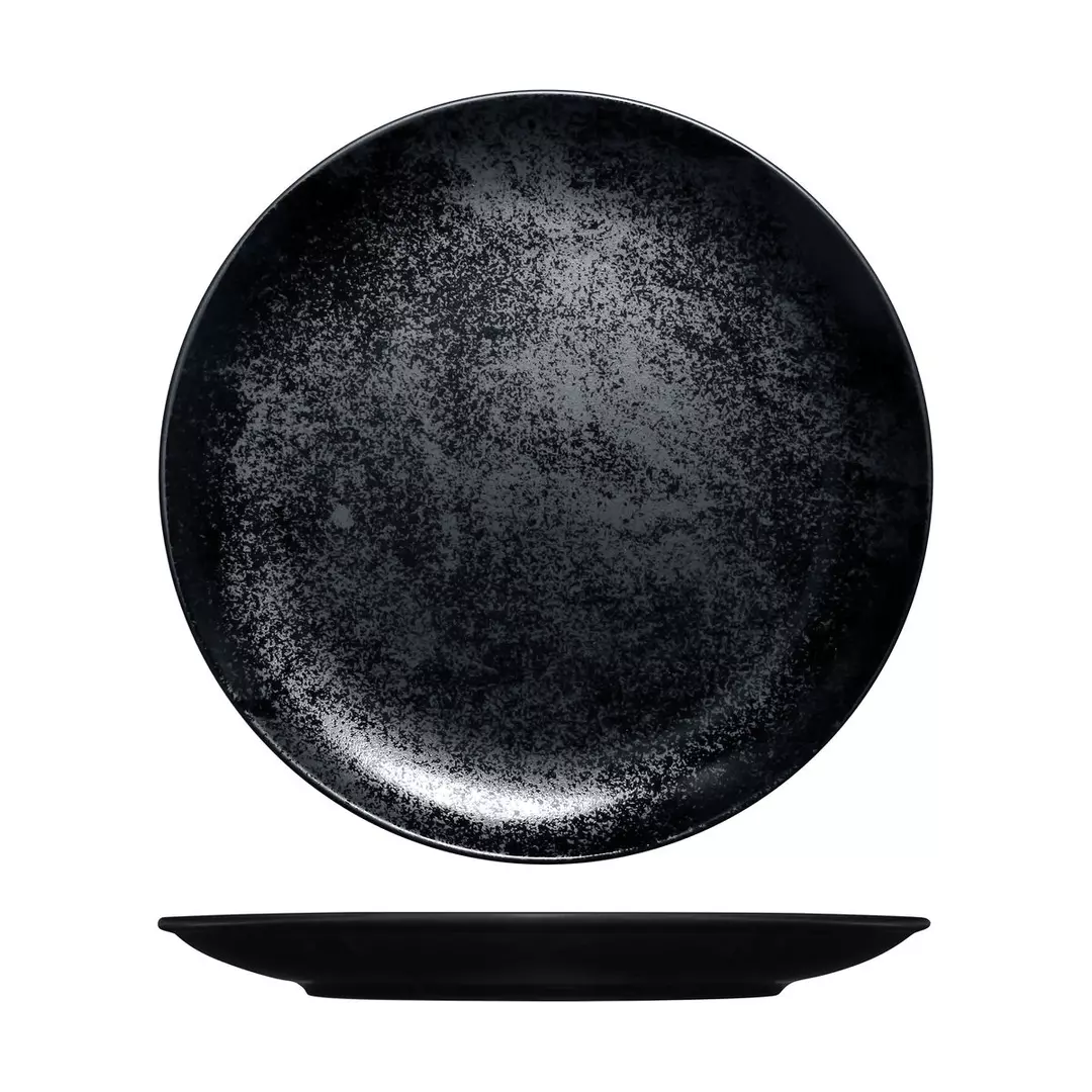 RAK Porcelain Karbon Black Round Coupe Plate 290mm