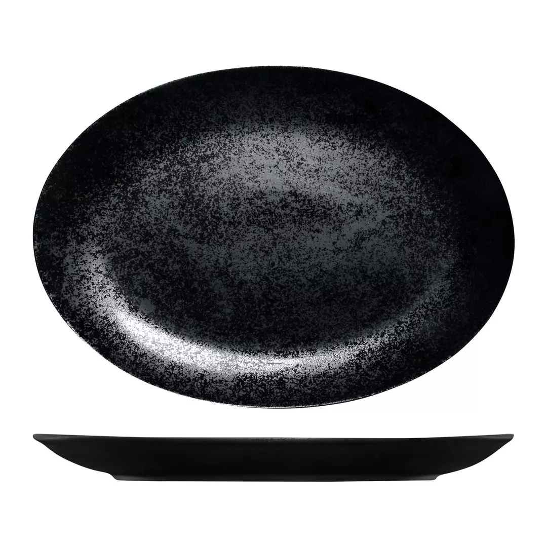 RAK Porcelain Karbon Black Oval Coupe Plate RK4360-BK