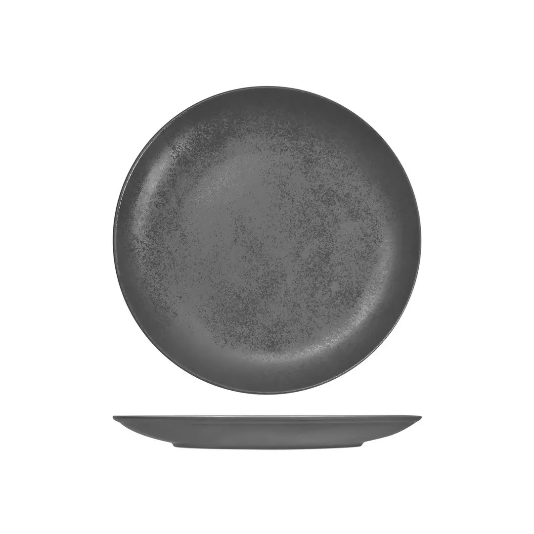 RAK Porcelain Karbon Shale Round Coupe Plate 240mm