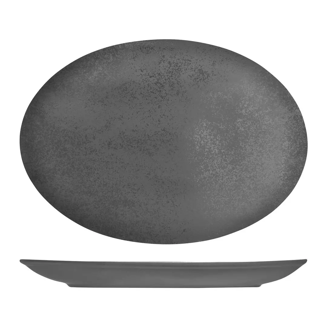 RAK Porcelain Karbon Shale Oval Coupe Plate RK4360-GY